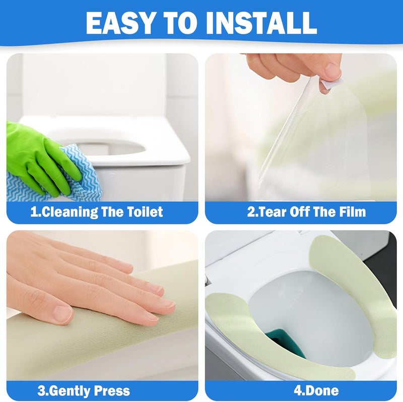 Iensen Thin and Warm Toilet Seat Cover Pad – Self-Adhesive, Adjustable and Cut-to-Fit, Comfortable and Easy to Clean, Perfect for Home Bathrooms (Blue) - Image 5